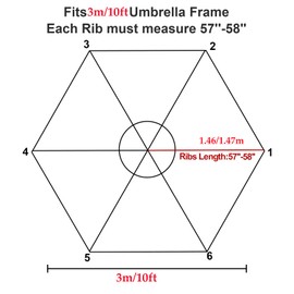 hapygasmAZ 10FT 8RIBS Replacement Patio Umbrella Canopy, Outdoor Umbrella Replacement Top Sun Shade Cover UV 50+ for Banana, Garden, Patio or Sand
