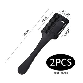 2 Pieces Of Home Hair Shaving Combs, Hair Cutting Tools, Hair Trimmers, Styling Tools, Creative Double-Sided Combs (Blue, Black)