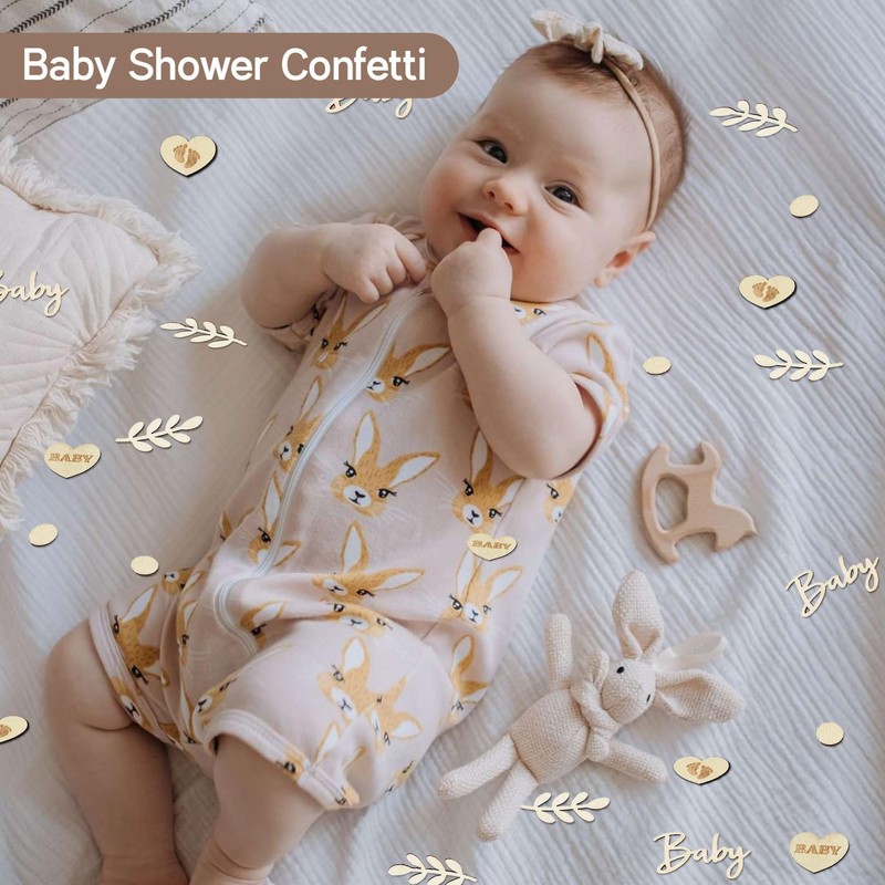 70 Pcs Baby Shower Decorations,Wooden Baby Shower Confetti Table Decoration