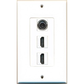 RiteAV - 1 3.5mm Audio/Headphone Jack and 2 HDMI Port Wall Plate Decorative