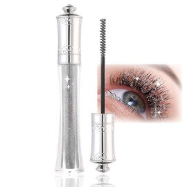 Glitter Mascara, Sparkly Waterproof Silver Mascara for Eyelashes, Glitter Mas/cara for Eyelashes, Shimmering Mas/cara, Long-Lasting Smudge Proof Curl & Volume for Party Festival Wedding & Christmas