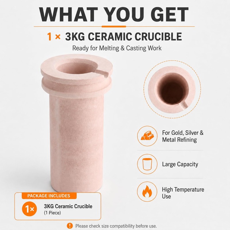 Ceramic Crucible for Melting Furnace Casting Machine, High Temperature Resistant