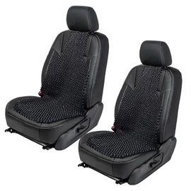 ZONETECH Black Wood Beaded Seat Cushion - Premium Quality Massaging Double Strung for Stress-Free Driving All Day,Universal Fit for Vehicles and Office Chairs (2 Pack)