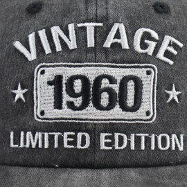 Vintage 1960 Limited Edition Hats for Men Women, 64th Birthday Decorations, 64 Year Old Adjustable Embroidered Baseball Cap Retirement Gifts Mom Dad