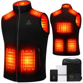 KAWELA Heated Vest for Men with Battery Pack, Lightweight Soft Fleece Electric Vest with 8 Heating Zones for Hunting Hiking