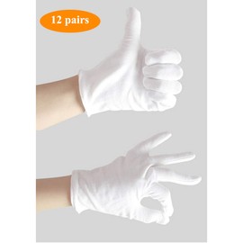 YMWALK White Gloves, 12 Pairs Soft White Cotton Gloves for Coin Jewelry Inspection,Protection and Decoration,Reusable Health Daily Work Gloves For Men Women(Medium Size)