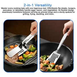 KIBBEH All-Purpose Detachable Cooking Tongs, Flexible Spatula Tool for Grilling, Frying, and Griddling, Heat-Resistant Kitchen Utensil (12.8inch)