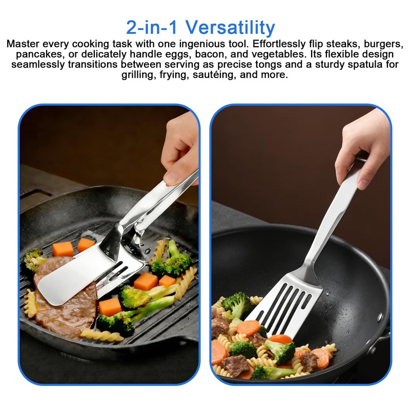 KIBBEH All-Purpose Detachable Cooking Tongs, Flexible Spatula Tool for Grilling,