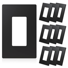 ELEGRP 1-Gang Screwless Decorative Wall Plates, Mid-Size Unbreakable Thermoplastic Faceplate Cover for Decorator Receptacle Outlet Switch, UL Listed (10 Pack, Matte Black) wall plate