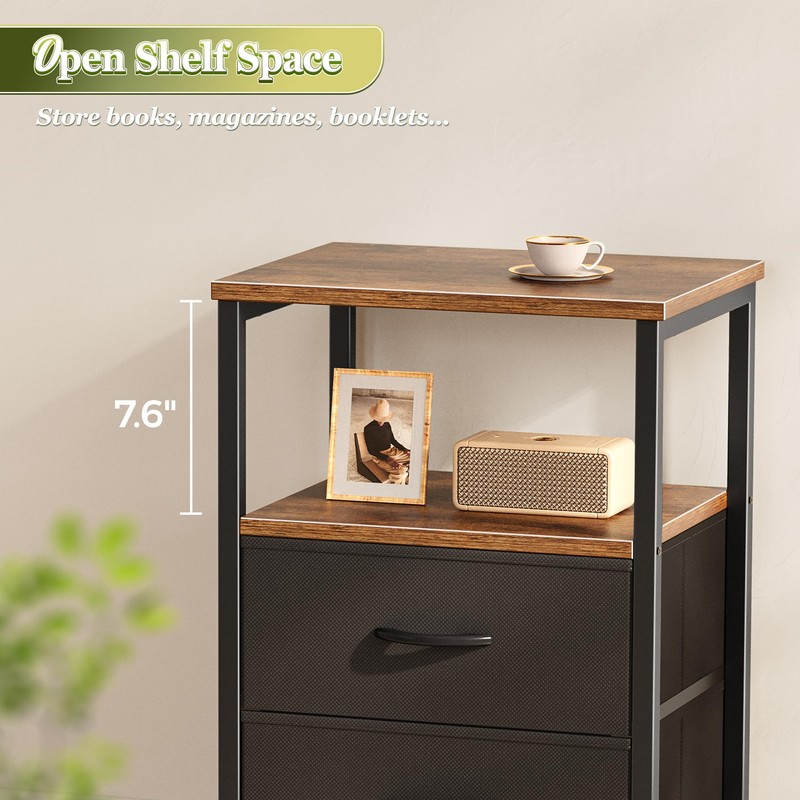 Huuger Night Stand Set of 2, Nightstand with 2 Drawers,