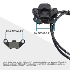GOOFIT Left Hydraulic Brake Master Cylinder Caliper with Rear Disc Brake Pad Replacement for Chinese 50cc 70cc 90cc 110cc 125cc 150cc 200cc 250cc Taotao Sunl ATV Quad Dune Buggy 4 Wheeler