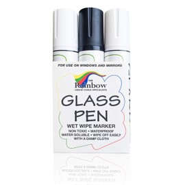 Glass Pen Window Marker: Jumbo Liquid Chalk Window Markers for Glass Washable, Car Marker or Mirror Paint Pen - Car Windows, Storefront Windows & Party, Holiday (3 Pens - Black & White - Wide Tip)