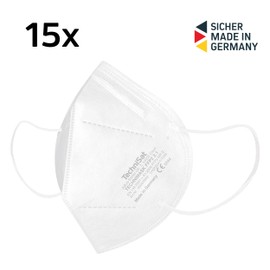 TechniSat Technimask 2.1 – Pack of 15 FFP2 Masks from Germany (Dolomite Dust Tested, 5-Layer Respirator Mask with High-Quality Fleece, Low Breathing Resistance, Made in Germany)