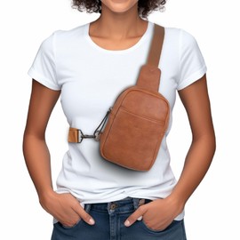 Alldaily Small Sling Bag for Women Crossbody Purse Leather Fashionable Trendy Chest Bag for Travel, Fanny Pack (Brown)