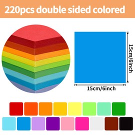 Praisebank Dark Blue Origami Paper, 220pcs 6x6 inch, Double Sided Color, Origami Paper Kit for Crafts, Origami Kit.