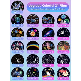 Projector Night Light for Kids + 21 Sets of Films, Night Light Projector for Bedroom, Ceiling, Kids Star Galaxy Projector with 360° Rotation for Baby Girl Boy, Birthday, Christmas, Nursery, Room Decor