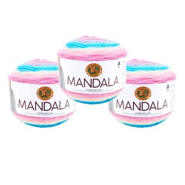 Lion Brand Mandala Yarn, Multicolor Yarn for Crocheting and Knitting, Liger, 3-Pack