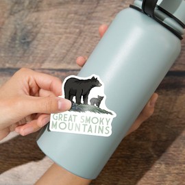 Die Cut Sticker Great Smoky Mountains, Black Bear and Cub, Vinyl Sticker 3 to 6 inches, (Waterproof Decal for Cars, Water Bottles, Laptops, Coolers), Large