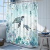 Mocsicka Sea Turtle Shower Curtain Teal Blue Ocean Beach Coastal