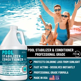 BubbyShine, Pool Stabilizer - Cyanuric Acid Pool Stabilizer, Liquid Chlorine Stabilizer for Pool Chemicals, Swimming Pool Conditioner Stabilizer, Pool Stabilizer for Salt Pool & Chlorine, 1 Gallon