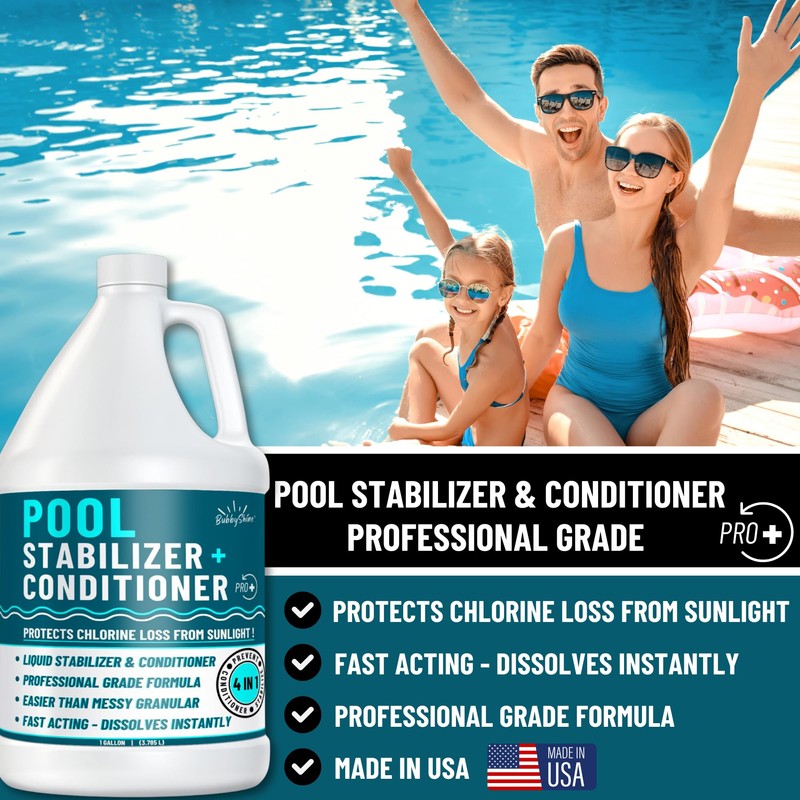 BubbyShine, Pool Stabilizer - Cyanuric Acid Pool Stabilizer, Liquid Chlorine