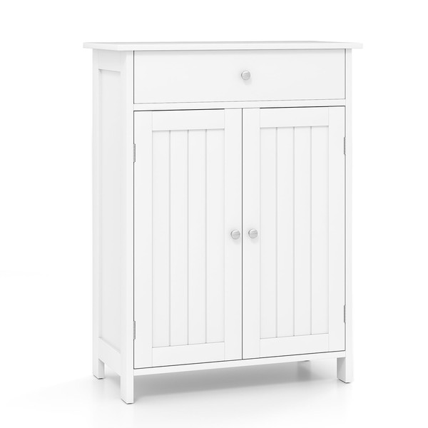 Tangkula Bathroom Storage Cabinet, Freestanding Floor Organizer w/ 2 Doors,
