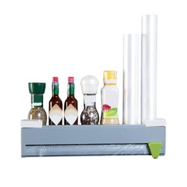 Aluminium Foil Dispenser Wrap Dispenser with Cutter Natural Bamboo Food Grade Pantry Organisation and Storage Easy to Use Durable Foil Dispenser for the Kitchen (Two Grids)