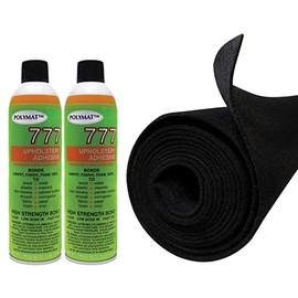 12FT x 3.75FT Black Carpet ROLL + 2 CANS of 777 Glue for Polymat Series 35 Latex Backed-Carpet