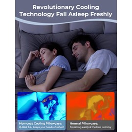 Momcozy Life Coolmurm Cooling Pillow Cases for Hot Sleepers, 2 Stretchy Cooling Pillowcases, Lightweight Breathable Cooling Pillow Cover Zipper Pillow Protector, Smoky Grey (for Standard Pillow)