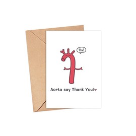 LissiArt97 Aorta Say Thank You Card - Cute Aorta Card - Funny Card For Doctor Nurse Medical - Doctor Card - Medical School Card - Thank You Card - Greeting Card