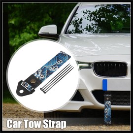 Hihaha Car Tow Strap Kit for Decorative Trailer Belt Sea Waves Pattern Blue Durable Material