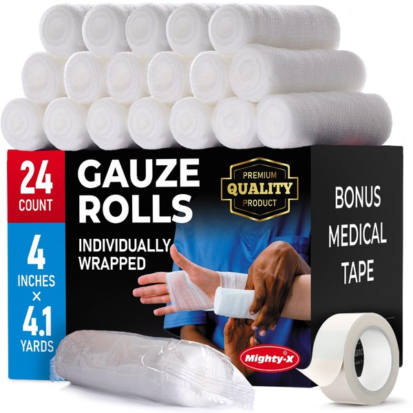 Mighty-X Gauze Rolls - 24 Pack - 4" x 4.1yd