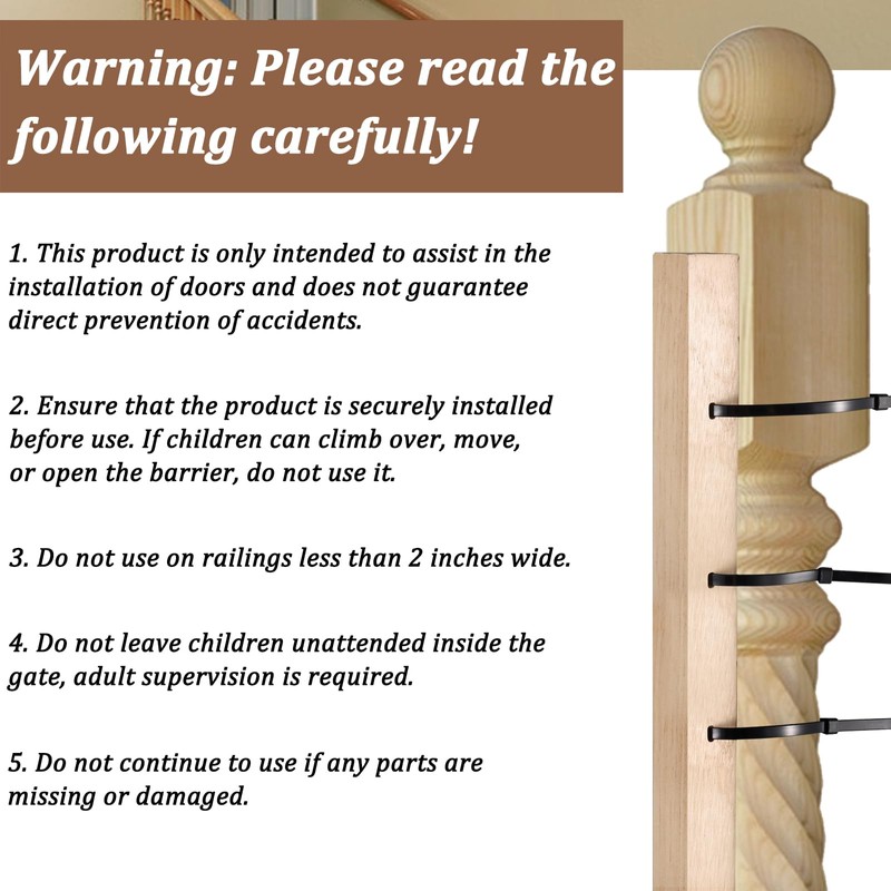 No Hole Stairway Baby Gate Adapter-1Pcs Solid Wood Extra Tall
