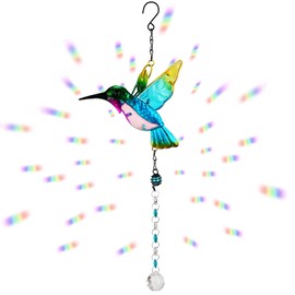 MWOOT Hummingbird Crystal Sun Catcher, Green Hummingbird Sun Catcher, Pendant Hummingbird Chandelier prismem for Home Office Garden Decoration, Crystal Prism Ornament