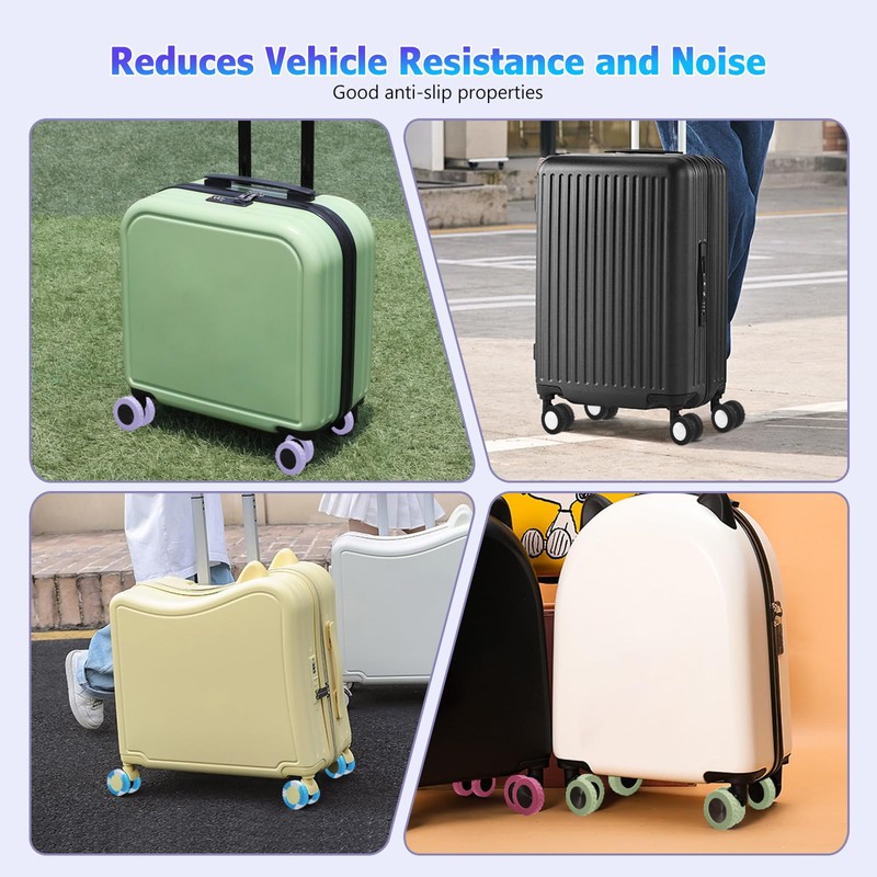UMUST 8Pcs Luggage Wheel Covers,Silicone Suitcase Cover for 2-2.4'' Spinner