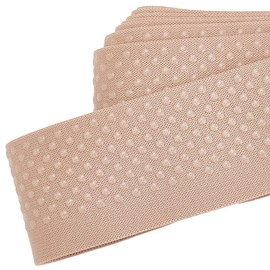 BENECREAT 6.5 Yards Non-Slip Silicone Elastic Gripper Band, 2inch Wide Polyester Eastic Tape Dot Silicone Backed Gripper for Garment Sewing Project, Tan 2mm Thick