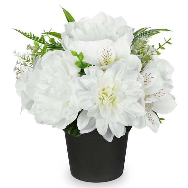 GnFlus White Artificial Flowers Small Fake Flowers in Vase Peonies