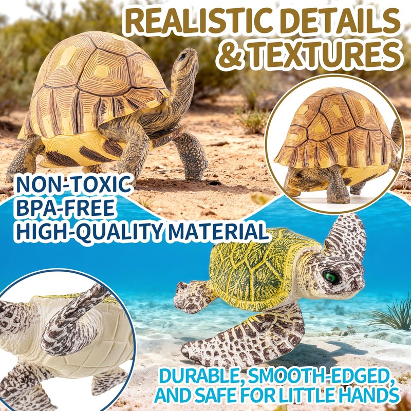 Totsmile 4PCS 5'' Large Sea Turtle & Tortoise Toys Figurines,