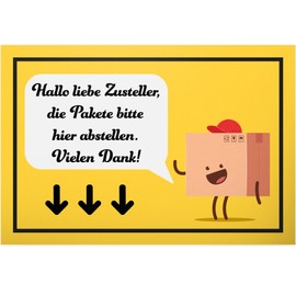 DankeDir! Pakete bitte hier abstellen – Sign 30 x 20 cm – Note Parcel Messengers Postman Delivery Driver – Sign Parcel Shipments Dispatch – Parking Permit Shipments Deliveries