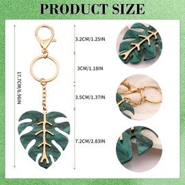 PMELCXD Keyring Green Leaf Pendant Keychain,Leaf-shaped metal keychain, car pendant key pendant, suitable for gift-giving decoration keychain