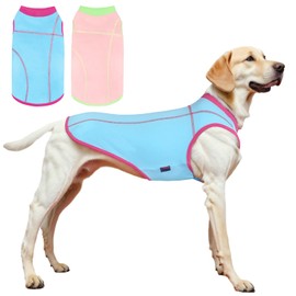 Kickred 2 Pack Dog Summer Clothes Color Blocking Dog Shirts for Medium/Large Dogs Stretchable Doggy Cooling Vest Breathable Sun Protection Shirt Fashion & Bright Color for Boys Girls
