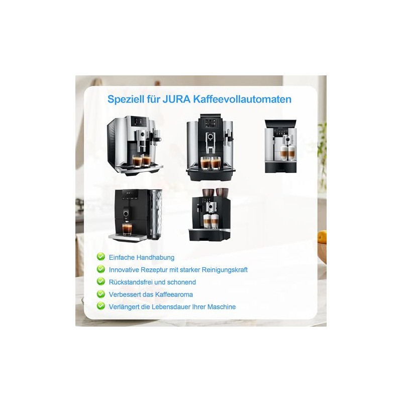 50 Cleaning Tablets Compatible with Fully Automatic Coffee Machines Jura