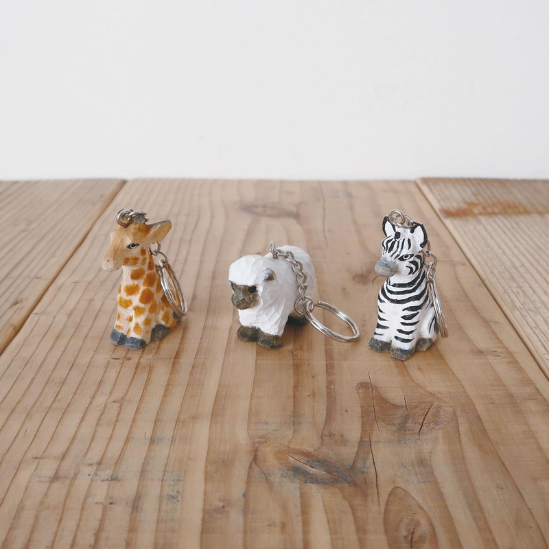 Elcomune Key Chain Wood Key Ring Tiger KC-08