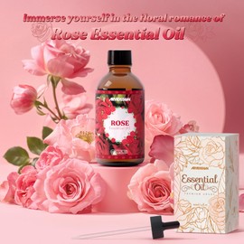 Rose Essential Oil 4 Fl Oz (120ml) - Pure and Natural Fragrance Oil, Aromatherapy Rose Oil for Diffusers, Massage, Candle Making, Room Spray Diffuser Oil for Home, Scented Oil Gift for Women