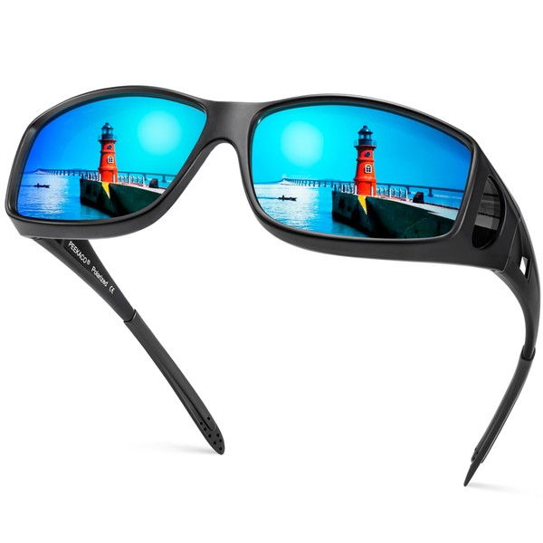 Peekaco Polarized Sunglasses Fit Over Glasses for Men Women, Wrap