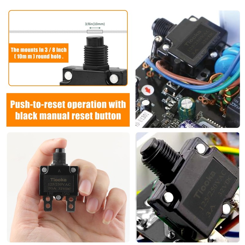 Tiooka 30Amp Thermal Circuit Breaker Assortment Kit Push Button Manual