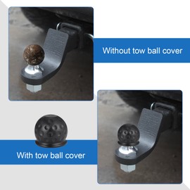 Hejo Tow Ball Cover, 4PCS Soft Rubber Tow Bar Cover Brasion-Resistant, Universal Trailer Hitch Ball Head Cover, Ball Protection Caps for 50mm Hitch Balls Black