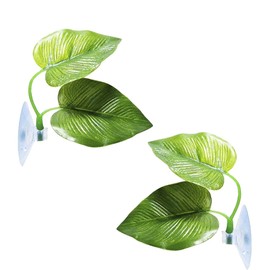 SunGrow Betta Fish Leaf Hammock, Twin Leaf Design with Suction Cup, 2-Pack - Comfortable Resting, Breathing & Breeding Pads, Easy Install, Simulates Natural Habitat for Healthier Betta