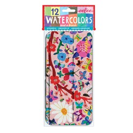 eeBoo: Butterflies Watercolor Paint Set, Easy to Close, Portable Tin Set, 12, Perfect for Watercolor Painting, Paint Brush Included