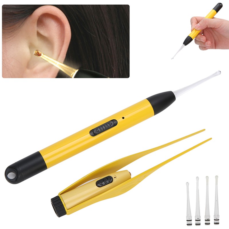 Rechargeable LED Luminous Earpick Ear Tweezers Portable Earwax Removal Cleaning